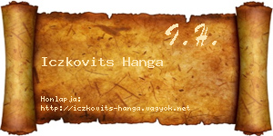 Iczkovits Hanga névjegykártya